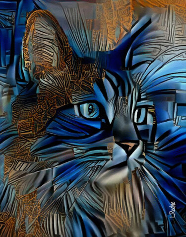 Shozen, cat - Mix media on panel - 70x60 cm - OOAK