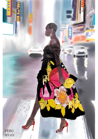 绘画 标题为“A model in New York” 由Marie Perony, 原创艺术品, 数字油画 安装在木质担架架上