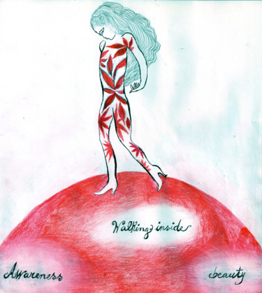 Disegno intitolato "The girl's walk" da Maria Cristina Cerminara, Opera d'arte originale, Acquarello