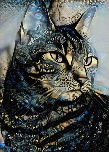 Shandy Jr, cat - Mix media on panel - 70x50 cm - OOAK