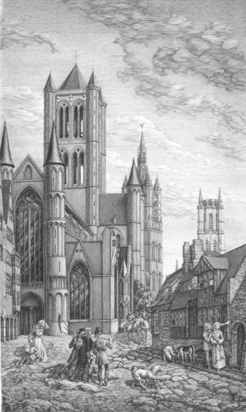 제목이 "Morning in Ghent Or…"인 그림 Irina Sumanenkova로, 원작, 마커