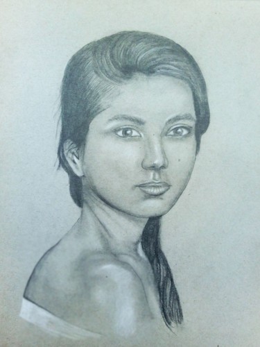 Drawing titled "La belle Hélène" by Arnaud Montenon, Original Artwork, Pencil