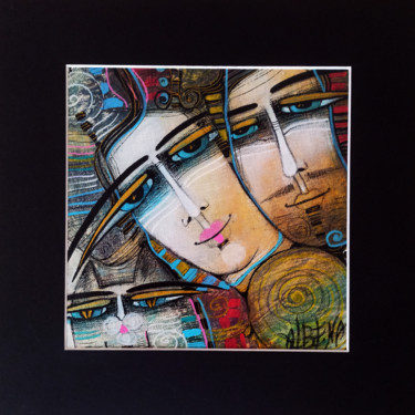 Peinture intitulée "NOUS" par Albena Vatcheva, Œuvre d'art originale, Huile Monté sur Carton