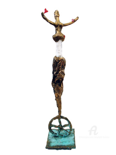 Sculpture intitulée "Equilibriste à la f…" par Elisabeth Brainos, Œuvre d'art originale, Bronze