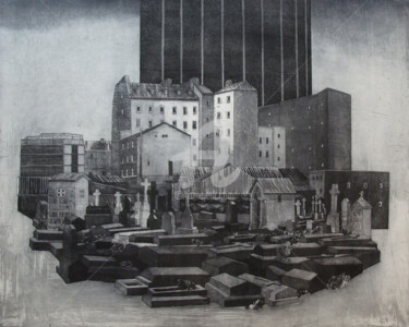 Gravures & estampes intitulée "Montparnasse" par Anna Shibanova, Œuvre d'art originale, Eau-forte