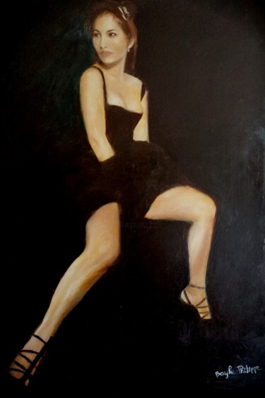 Peinture intitulée "portrait de l'actri…" par Philippe Bayle (chatinspire), Œuvre d'art originale, Huile Monté sur Châssis e…