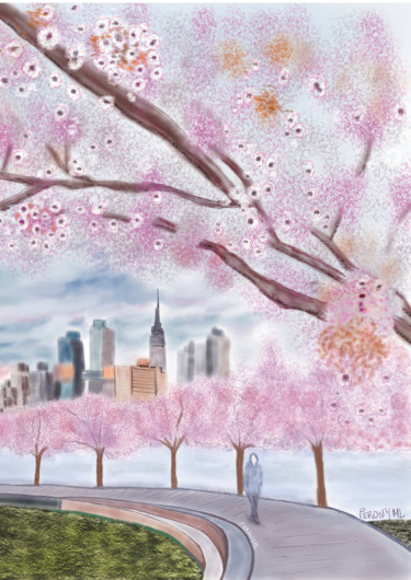 「New York Blossoms」というタイトルのデジタルアーツ Marie Peronyによって, オリジナルのアートワーク, デジタル絵画