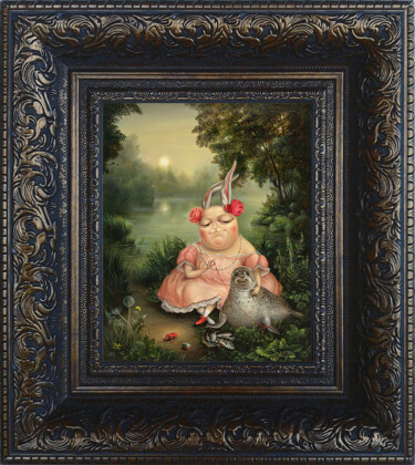 印花与版画 标题为“Lovely Seal. Framed…” 由Irena Aizen, 原创艺术品, 数字打印 安装在纸板上