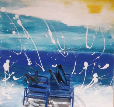 LES CHAISES BLEUES TOI/MOI Ζωγραφική με τίτλο "LES CHAISES BLEUES…" από Christiane Guerry, Αυθεντικά έργα τέχνης, Ακρυλικό