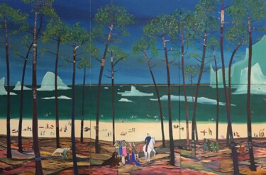Painting titled "Nativité/Apocalypse" by Pierre Carret, Original Artwork, Acrylic Mounted on Wood Stretcher frame