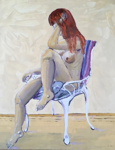 Seated Figure Painting titled "Seated Figure" by Simon Farnell, Original Artwork, Acrylic