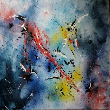 Painting titled "La force fragile" by Anne-Marie Breton, Original Artwork, Watercolor Mounted on artwork_cat.