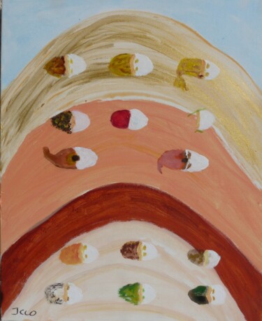 Peinture intitulée "La Distanciation" par Jacqueline Claux (Jaklinclo), Œuvre d'art originale, Huile
