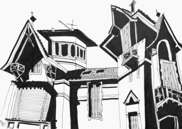 图画 标题为“Une maison à Lyon” 由Camille Rouschmeyer, 原创艺术品, 标记