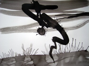Painting titled "Éclair" by Guillaume Vincent, Original Artwork, Ink