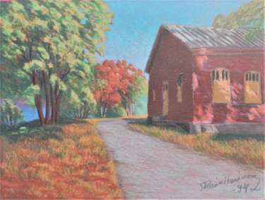 Drawing titled "Tiilitalo 2" by Ari Reinikainen, Original Artwork, Pastel