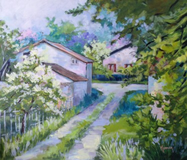 Peinture intitulée "Ma ruelle" par Cathy Monnier, Œuvre d'art originale, Acrylique Monté sur Châssis en bois