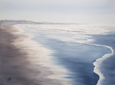 Beach #02. Seascape - Original watercolor painting Painting titled "Beach #02. Seascape…" by Svetlana Lileeva, Original Artwork, Watercolor