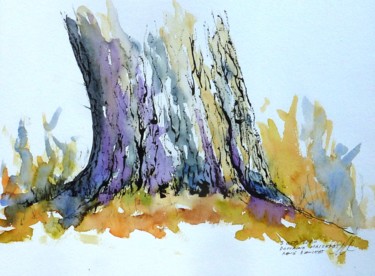 Drawing titled "Tronc d'arbre du Do…" by René Blanchet, Original Artwork, Ink