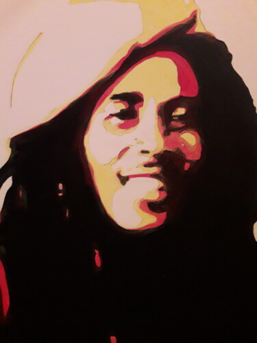 Painting titled "Bob Marley" by Patrick Mauxion (MAUX), Original Artwork, Acrylic Mounted on Wood Stretcher frame