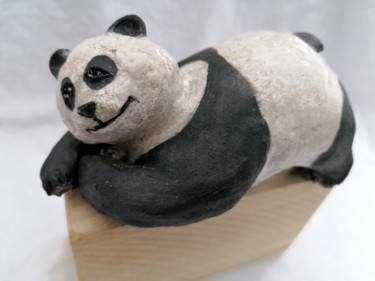 雕塑 标题为“Panda au repos” 由Sandrine De Zorzi, 原创艺术品, 粘土
