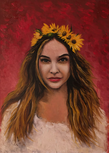 Картина под названием "Portrait of Barbara" - Ruslan Baysaev, Подлинное произведение искусства, Масло