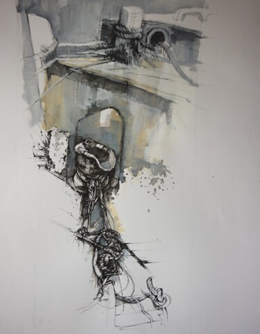 Peinture intitulée "Graphisme marin" par Alain Durand, Œuvre d'art originale, Acrylique