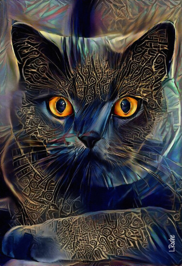 Noël, cat - mix media on panel, 70x48 cm - OOAK