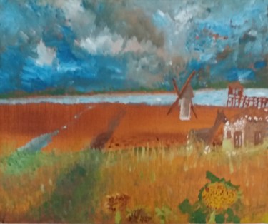Painting titled "Estuaire de la Giro…" by Pascale Coutoux, Original Artwork, Oil