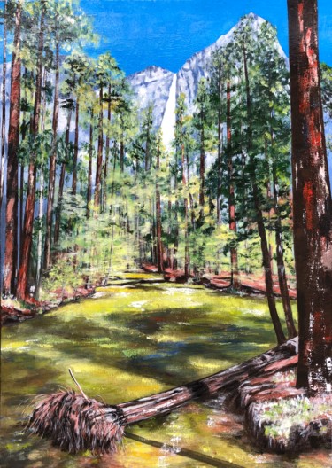 Peinture intitulée "Parc du Yosémite" par Chantal Derrien, Œuvre d'art originale, Acrylique Monté sur Châssis en bois
