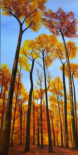 Painting titled "Couleurs d'Automne" by Chantal Derrien, Original Artwork, Acrylic Mounted on Wood Stretcher frame