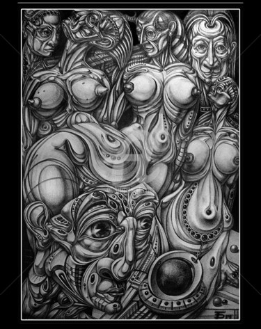 Dibujo titulada "Woman's" por Temo D, Obra de arte original, Lápiz