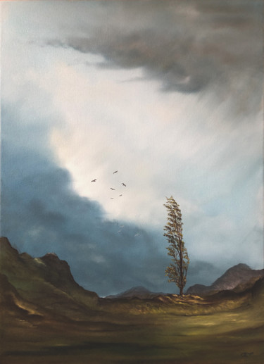 绘画 标题为“Pappel im Sturm” 由Carola Eleonore Thiele, 原创艺术品, 油
