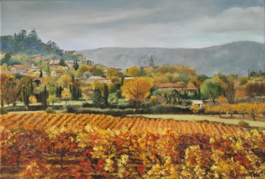 Peinture intitulée "Brumes automnales s…" par Pascale Harnisch, Œuvre d'art originale, Huile