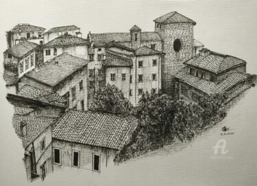 제목이 "Tuscany, Italy"인 그림 Shorove로, 원작, 잉크