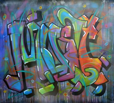 Peinture intitulée "Music" par Saname, Œuvre d'art originale, Bombe aérosol Monté sur Châssis en bois
