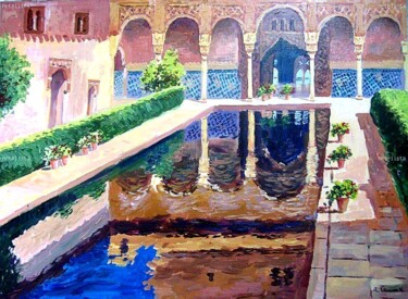 Alhambra. Generalife. Acrlico sobre lienzo Peinture intitulée "Alhambra. Generalif…" par Jose Camero Hernandez, Œuvre d'art originale, Acrylique