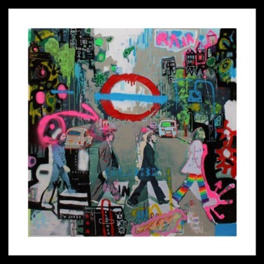 제목이 "Beatles Blue"인 판화 Xavi Garcia로, 원작, 스크린 인쇄