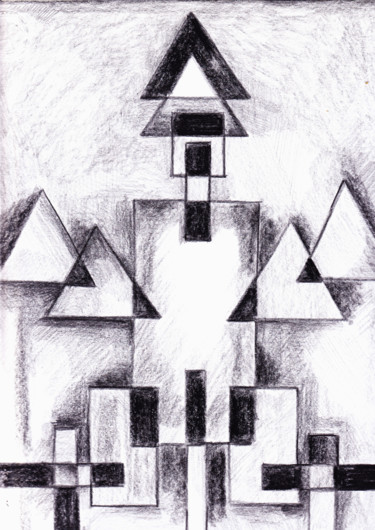 Dibujo titulada "Constructivo con tr…" por Lisarco Namune, Obra de arte original, Lápiz
