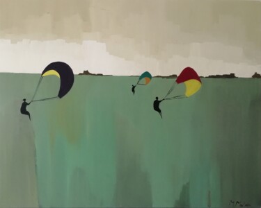 Malerei mit dem Titel "Landing" von Mariusz Makula, Original-Kunstwerk, Öl