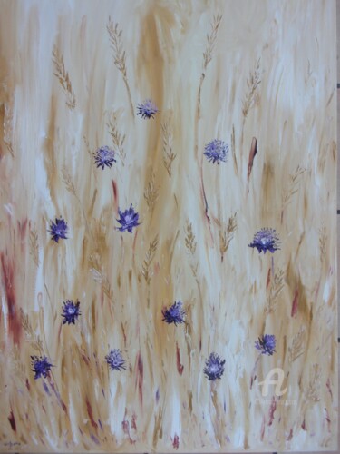 Painting titled "Les Chardons Bleus" by Roberto Urbano, Original Artwork, Oil