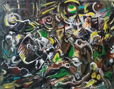" Les soleils noir.." Painting titled "" Les soleils noir.…" by Sam Keusseyan, Original Artwork, Acrylic