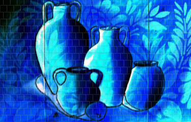 Peinture intitulée "azul e sua beleza" par Antonio Guimaraes, Œuvre d'art originale, Embossage