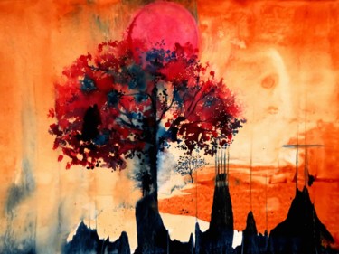 Painting titled "Espoir d'automne -…" by Clau Redier-Clément, Original Artwork, Ink