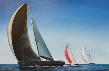Pittura intitolato "SPICCHI DI REGATA" da Lorenza Cavalli, Opera d'arte originale, Olio Montato su Telaio per barella in leg…