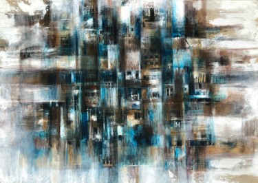 Painting titled "Kasaba (Town)" by Perihan Dikilitaş, Original Artwork, Acrylic
