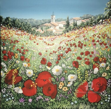 Peinture intitulée "La Colle sur Loup" par Claire Morand, Œuvre d'art originale, Acrylique