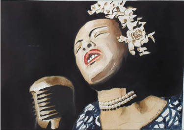 Malarstwo zatytułowany „Ella Fitzgerald in…” autorstwa Marie Perony, Oryginalna praca, Akwarela