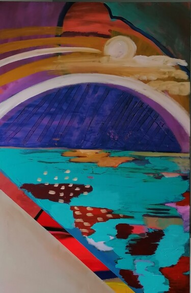 Peinture intitulée "Là bas" par Valérie Blum (Valery), Œuvre d'art originale, Acrylique Monté sur Châssis en bois