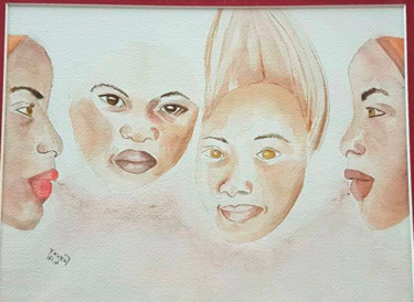 Femmes et enfants Peinture intitulée "Femmes et enfants" par Marie Perony, Œuvre d'art originale, Aquarelle
